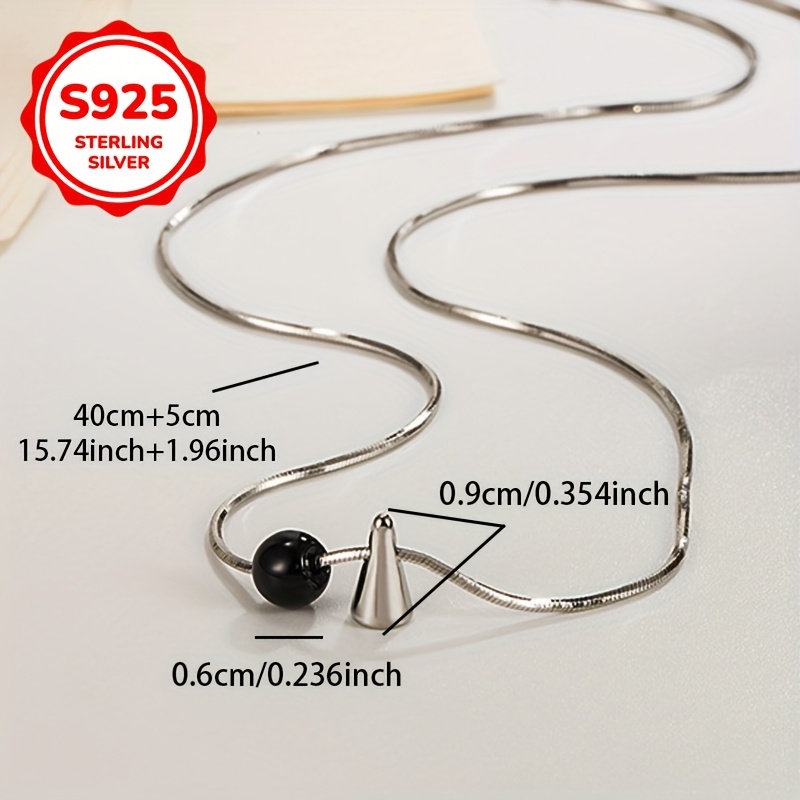 925 Silver Agate & Snake Bone Pendant Necklace Vintage Inspired